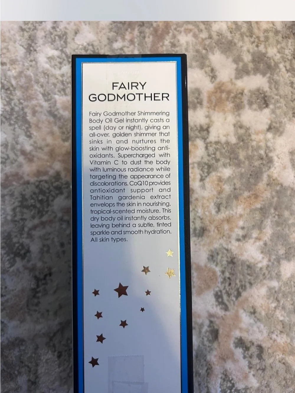 Sunday Riley Fairy Godmother Shimmering Body Oil Gel - Blue and Gold Accents